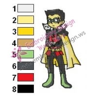 Robin Teen Titans Embroidery Design 04